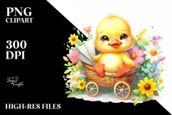 Colorful Watercolor Baby Duck Sitting on Craddle | Product Image 3