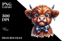 Crazy Baby Cow with Bow and Tie PNG Product Image 2