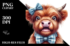 Crazy Baby Cow with Bow and Tie PNG Product Image 2