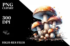 Detailed Glossy Mushroom Splashes PNG Product Image 1