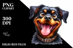 Cute Crazy Rottweiler Sitting Watercolor Clipart Product Image 1