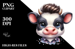 Energetic Baby Cow with Rocker Look PNG Product Image 2