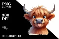 Expressive Shy Highland Cow, High-Res PNG Product Image 1