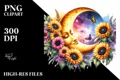 Half Moon with Sunflowers Clipart, Transparent PNG Product Image 3
