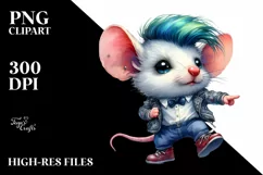 Cute Baby Mouse Watercolor PNG Product Image 1