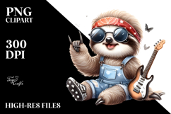 Energetic Baby Sloth Beach PNG Product Image 2