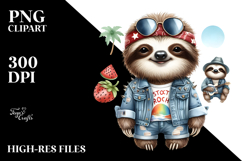 Energetic Baby Sloth Beach PNG Product Image 2