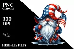 Detailed Patriotic Gnome USA Flag Clipart Product Image 1