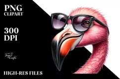 Joyful Flamingo with Sunglasses | Sublimation Clipart Product Image 3