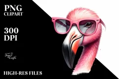 Smiling Flamingo with Sunglasses | Sublimation Clipart Product Image 3