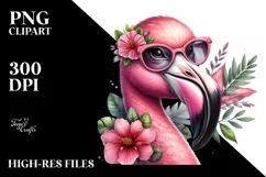 Happy Flamingo with Sunglasses | Sublimation Clipart Product Image 1