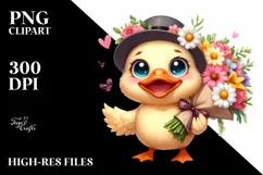 Big Eyes Duck with Large Flower Bouquet | Sublimation | Product Image 3
