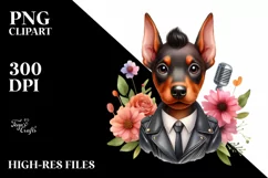 Watercolor Baby Doberman Pinscher Pop Singer Clipart Product Image 3