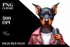 Baby Doberman Pinscher as Pop Singer | Sublimation | Clipart Product Image 3