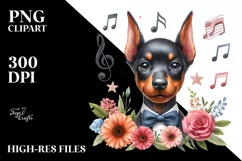 Baby Doberman Pinscher as Pop Singer | Sublimation | Clipart Product Image 1