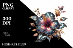 Shiny Hibiscus Watercolor Splash Clipart Product Image 1