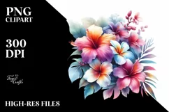 Washed Watercolor Hawayan Flowers Glossy Petals White Product Image 1