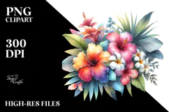 Washed Watercolor Hawayan Flowers Glossy Petals White Product Image 2