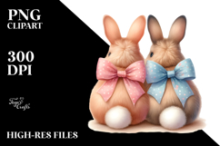 Creative Back View of Sitting Bunnies, High-Quality PNG Product Image 2
