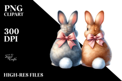 Creative Back View of Sitting Bunnies, High-Quality PNG Product Image 2