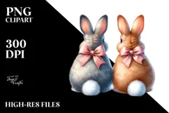 Creative Back View of Sitting Bunnies, High-Quality PNG Product Image 2