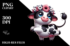 Goofy Cow with Flower Crown, Vector Art Product Image 2