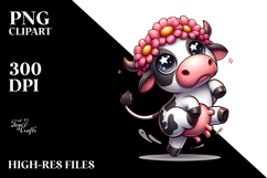 Goofy Cow with Flower Crown, Vector Art Product Image 2