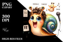 Cute Baby Snail with Singer Look PNG Product Image 2