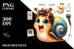 Cute Baby Snail with Singer Look PNG Product Image 2