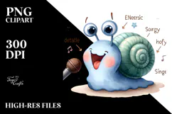 Cute Snail with Singer Look, Transparent PNG Product Image 2
