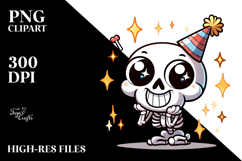 Silly Skeletton with Party Hat PNG Product Image 2