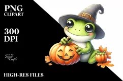 Happy Frog Holding Pumpkin | Sublimation | Clipart Product Image 3