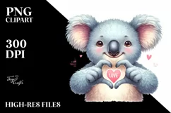 Cheerful Koala with Love Sign | Sublimation Clipart Product Image 3