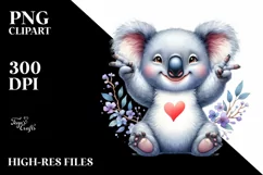 Happy Koala with Love Sign | Sublimation Clipart Product Image 3