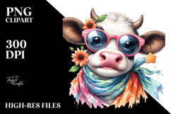 Enthusiastic Cow with Sunglasses PNG Product Image 2