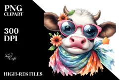 Enthusiastic Cow with Sunglasses PNG Product Image 2