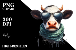 Enthusiastic Cow with Sunglasses PNG Product Image 2