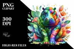 colorful flower and leaf hippo PNG Product Image 3