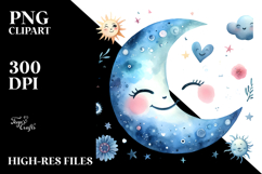 Smiling Whimsical Half Moon, Transparent PNG Product Image 2