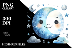 Smiling Whimsical Half Moon, Transparent PNG Product Image 2