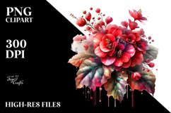 Abstract Glossy Begonia Watercolor | Sublimation | Clipart Product Image 1