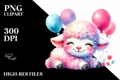 Colorful Smiling Cute Baby Lamb | Sublimation | Clipart Product Image 1