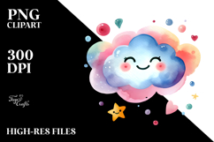 Simple Colorful Smiling Cloud PNG Product Image 2