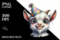 Funny Baby Goat Portrait Party Hat Clipart Product Image 1