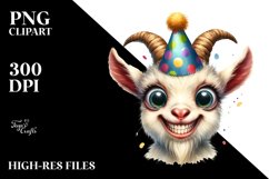 Funny Baby Goat Portrait Party Hat Clipart Product Image 1