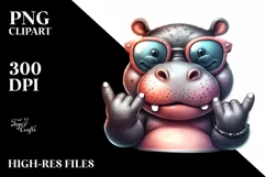 Hippo Sunglasses Rocker Sublimation Clipart Product Image 3
