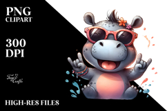 Funny Hippo with Sunglasses PNG Product Image 2