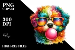 Quirky Colored Puppy Portrait | Sublimation | Clipart Product Image 1