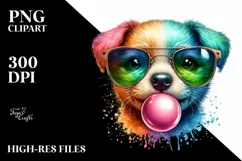 Quirky Colored Puppy Portrait | Sublimation | Clipart Product Image 3