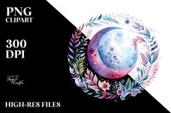 Whimsical Moon Foliage Clipart Product Image 1